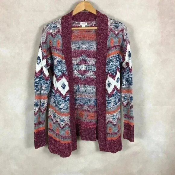 MOSSIMO Southwestern Burgundy Thick Cardigan Size SMALL - Picture 3 of 10